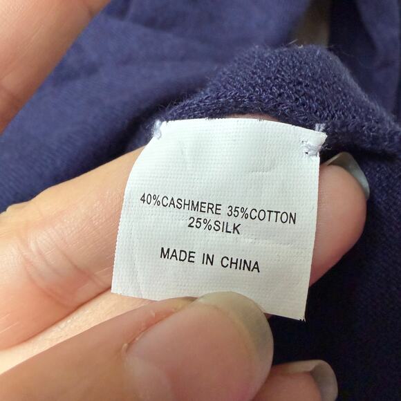 Equipment Navy Beaded Shark Cashmere Silk Sweater Size S - Picture 6 of 6